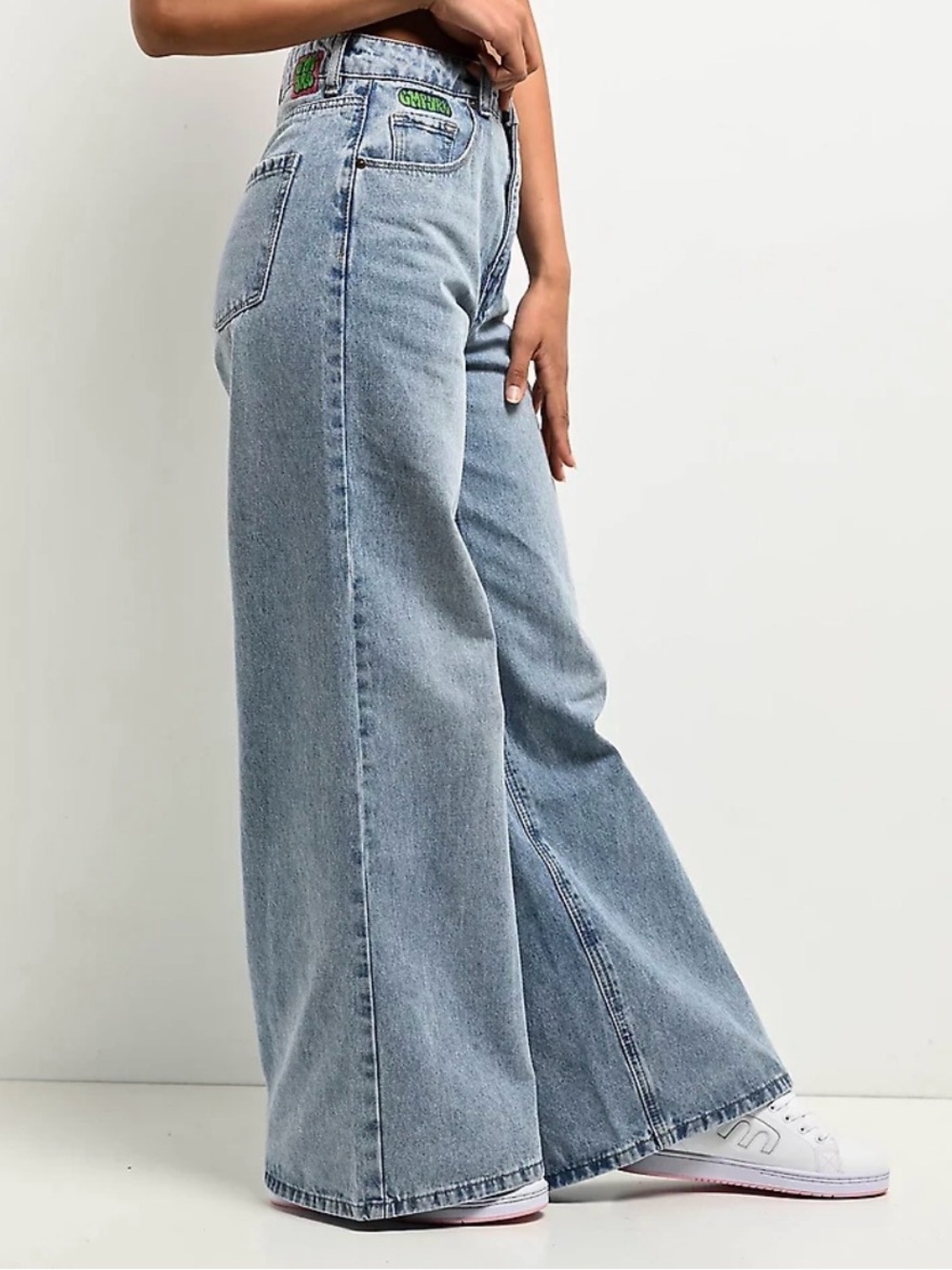 Empyre Light Wash Flare Jeans - Pale Blue - Picture 4 of 7